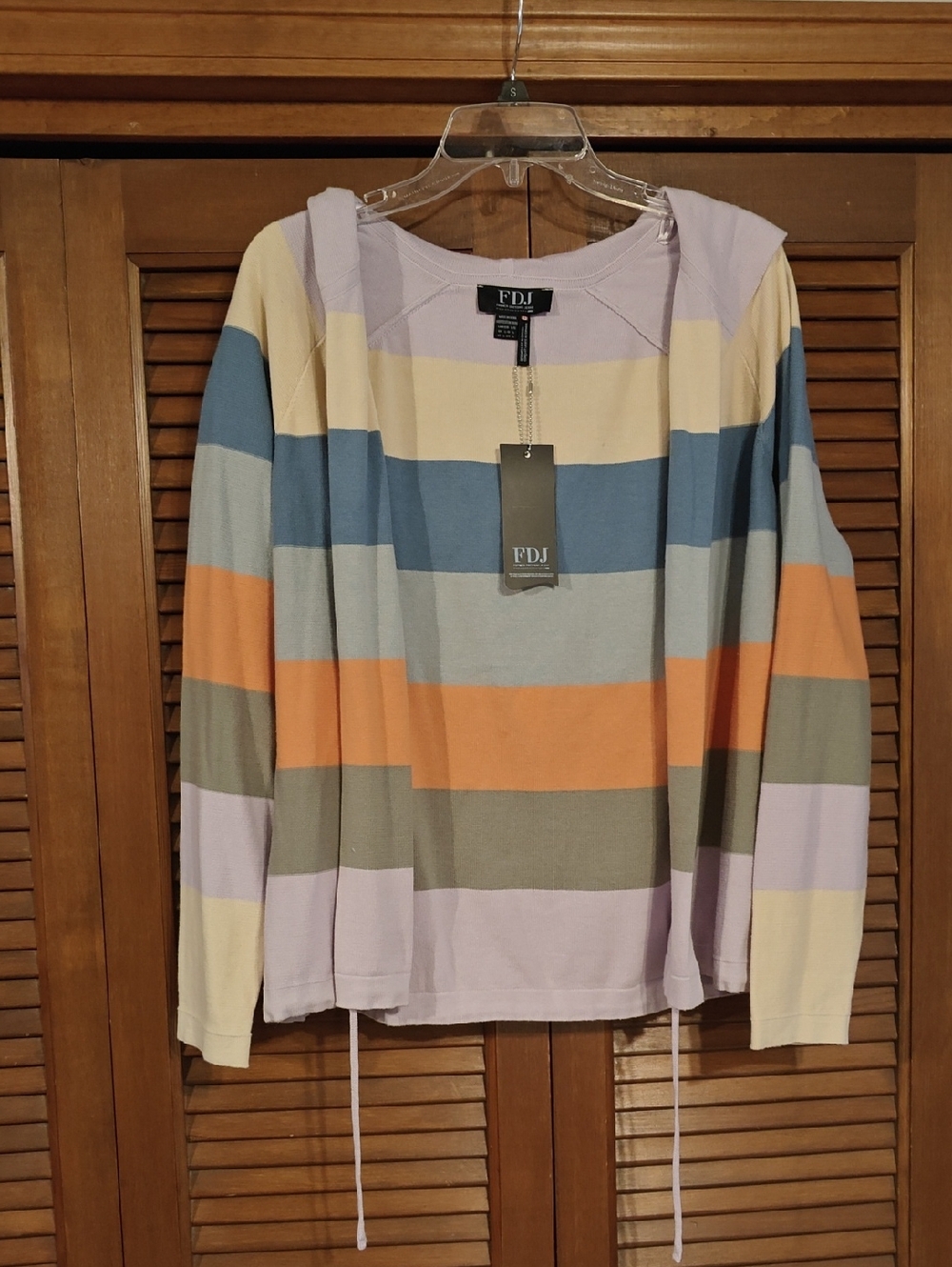 NWT FDJ Striped Hooded Cardigan